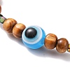 Natural Wood Stretch Bracelet with Resin Evil Eye BJEW-JB08096-02-4