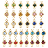 34Pcs 17 Colors 304 Stainless Steel Rhinestone Connector Charms STAS-TA0002-24-11