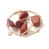 Natural Red Jasper Nuggets Copper Wire Wrapped Flat Round Pendants PALLOY-JF03038-02-4