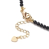 Cubic Zirconia Teardrop Pendant Necklace with Natural Black Agate Beaded Chains NJEW-JN04121-04-7