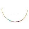 Natural Rhodonite & Apatite & Amethyst & Ruby & Sunstone Faceted Round Beaded 304 Stainless Steel Satellite Chain Necklaces NJEW-JN06151-3