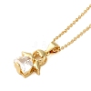 Brass Pave Clear Cubic Zirconia Pendant Necklaces for Women NJEW-S429-04G-02-1