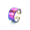 Rainbow Color 304 Stainless Steel Hammered Cuff Ring RJEW-N038-045M-3