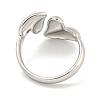 Non-Tarnish 304 Stainless Steel Heart Open Cuff Ring for Women X-RJEW-A043-31P-3