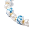 Printed Handmade Porcelain & ABS Plastic Imitation Pearl Beads Stretch Bracelets BJEW-JB12698-3