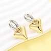 Two Tone Heart Brass Hoop Earrings EJEW-D322-12GP-01B-2