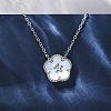 304 Stainless Steel Pave Natural Cornflower Blue Shell Flower Pendant Necklaces for Women NJEW-U032-16P-02-3