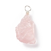 Rough Raw Natural Rose Quartz Pendants PALLOY-JF01785-01-2