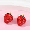 Brass Enamel Stud Earrings EJEW-F895-24B-G-2