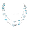 Natural White Jade 3 Layer Necklaces NJEW-JN05051-1