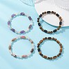 Natural Gemstone Round & Barrel Beads Stretch Bracelets for Women Men BJEW-JB13478-1