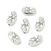 Oval with Flower Tibetan Style Alloy Beads TIBEB-1199-AS-LF-4