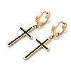 Cross 304 Stainless Steel Polymer Clay Rhinestones Hoop Earrings EJEW-G453-11G-01-4