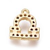 Golden Plated Brass Micro Pave Cubic Zirconia Charms ZIRC-L075-51G-2