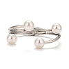 Alloy Wire Wrap with Plastic Pearl Cuff Bangle LS-BJEW-K223-08P-2