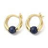 Natural Sodalite Round Beaded Hoop Earrings EJEW-A099-03G-06-2