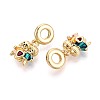 Brass Micro Pave Clear Cubic Zirconia and Enamel European Dangle Charms KK-T079-70G-2