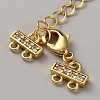 Brass Micro Pave Clear Cubic Zirconia Ends with Chains FIND-WH20023-216G-01-2
