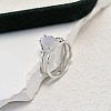 Triangle 925 Sterling Silver with Natural Moonstone Finger Rings FS-WGDF753-02-2