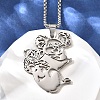 304 Stainless Steel Laser Cut Mother and Baby Koala Pendant Box Chain Necklaces for Women Men NJEW-E156-01P-2