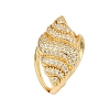 Brass Micro Pave Cubic Zirconia Cuff Rings for Women RJEW-L132-03G-03-4