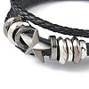 PU Leather & Waxed Cords Triple Layer Multi-strand Bracelets BJEW-G709-01B-2