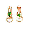 Brass Clear & Green Cubic Zirconia Connector Charms KK-N216-356LG-2