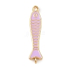 Brass Enamel Fish Connector Charms KK-L255-15G-2