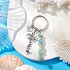 Alloy with Flower Amazonite Marine Theme Keychain KEYC-JKC00848-02-2