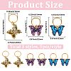 15Pcs 3 Styles Butterfly Printed Alloy Braiding Hair Pendant Decoration Clips OHAR-BM0001-04-2