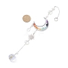 Brass Moon & Chakra Natural Mixed Gemstone Chips Hanging Suncatchers HJEW-JM04488-3