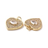 Heart Brass Micro Pave Cubic Zirconia Pendants KK-G435-01G-04-3