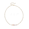 Natural Cultured Freshwater Pearl Potato & Glass Beaded Pendant 304 Stainless Steel Satellite Chain Necklaces for Women NJEW-JN05937-02-2
