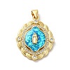 Rack Plating Brass Micro Pave Cubic Zirconia with Synthetic Opal Pendants KK-D088-29G-01-2