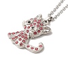Alloy Rhinestone Cat Pandant Necklace with Cable Chains NJEW-K248-01P-02-2