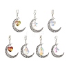 7Pcs 7 Styles Alloy Moon & Glass Pendant Decorations HJEW-JM02689-2