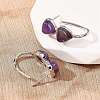 Valentine's Day Heart Natural Amethyst Stud Earrings EJEW-T053-01P-09-3