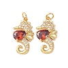 Brass Micro Pave Cubic Zirconia Pendants KK-C143-09G-1