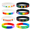 20Pcs 8 Style Rainbow Color Pride Silicone Heart Cord Bracelets Set for Men Women BJEW-TA0001-06-1