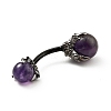 Natural Amethyst Beaded Curved Barbell AJEW-G042-04B-3
