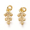 Brass Micro Pave Clear Cubic Zirconia Pendants ZIRC-P081-G08-RS-1