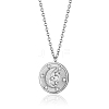 Stylish Stainless Steel Flat Round with Moon Pendant Necklaces for Women's Daily Wear XY3014-1-2