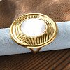 Flat Round 304 Stainless Steel White Shell Finger Rings for Women RJEW-G346-05G-02-1