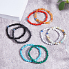 FIBLOOM 8Pcs 8 Style Natural & Synthetic Mixed Gemstone & Evil Eye Round Beaded Stretch Bracelets Set BJEW-FI0001-48-3