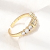 Brass with Cubic Zirconia Cuff Rings for Women RJEW-B160-07A-G-2