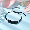 Curved Rectangle Natural Obsidian Adjustable Nylon Cord Braided Bead Bracelets for Women Men BJEW-JB10280-03-4