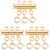 3Pcs 3 Holes Brass Slide Lock Clasps KK-BBC0027-60B-1