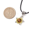 Natural Tiger Eye & Glass Seed Beaded Star Pendant Necklaces NJEW-MZ00085-3