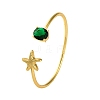 Starfish Rack Plating Brass Cuff Bracelets for Women BJEW-M040-04G-1