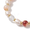 Natural Red Ferruginous Quartz & Cultured Freshwater Pearl Beads Stretch Bracelets for Women BJEW-JB13258-4
